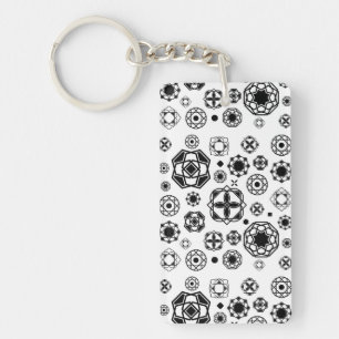 Porte-clefs Motif décoratif arabesque noir blanc mignon