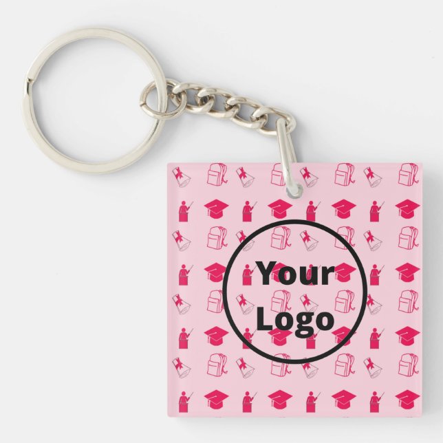 Porte-clefs Motif d'entreprise de l'éducation rose (Devant)