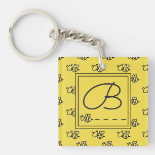 Porte-clefs Motif des abeilles d'été jaune