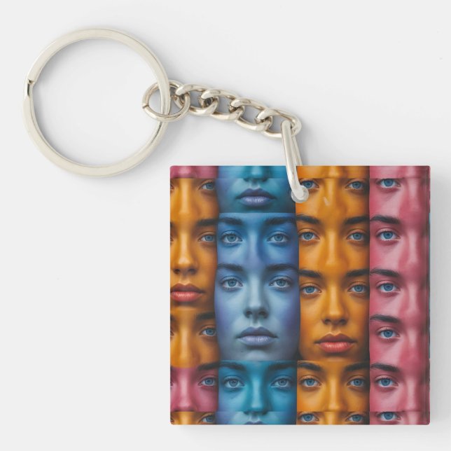 Porte-clefs Motif des faces colorées (Devant)