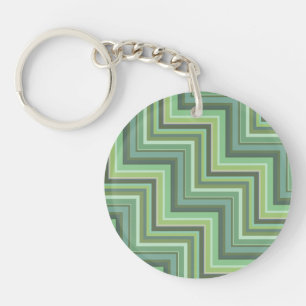Porte-clefs Motif d'escalier à rayures vert olive