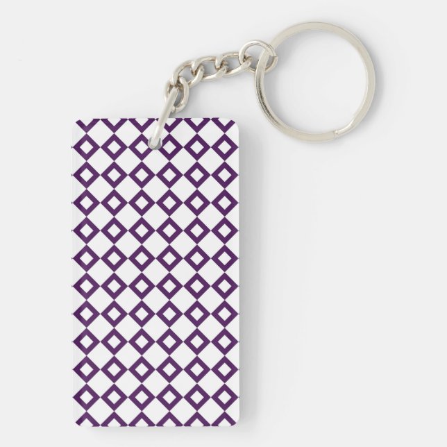 Porte-clefs Motif diamant blanc et violet (Dos)
