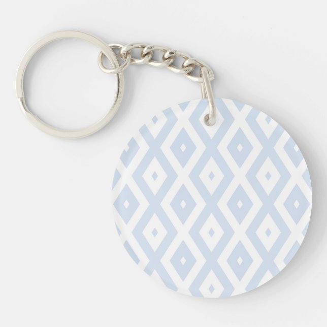Porte-clefs Motif diamant bleu pâle et blanc (Devant)