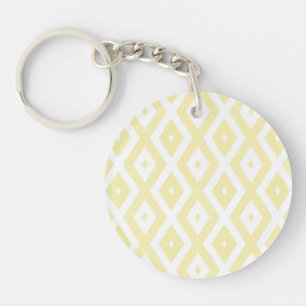Porte-clefs Motif diamant jaune pâle et blanc