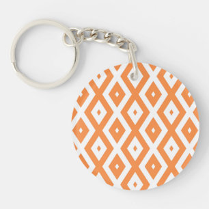 Porte-clefs Motif diamant orange et blanc