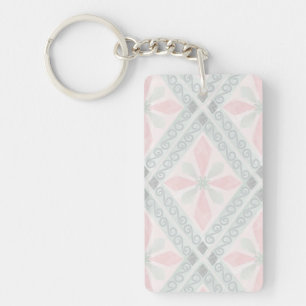 Porte-clefs Motif diamant pastel vert et rose