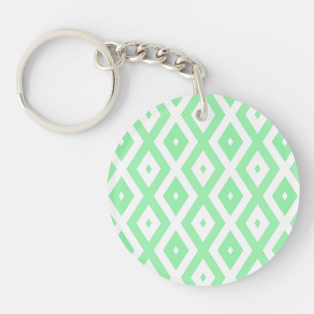 Porte-clefs Motif diamant vert et blanc (Devant)