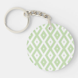 Porte-clefs Motif diamant vert pâle et blanc