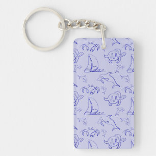 Porte-clefs Motif d'une ligne d'animal marin et voilier