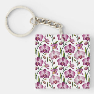Porte-clefs Motif élégant et sans couture d'orchidée violette
