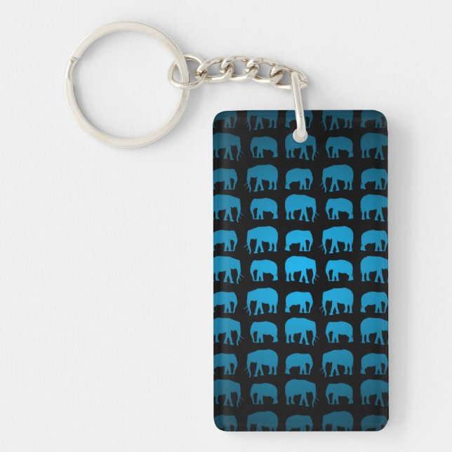 Porte-clefs Motif Éléphant Bleu (Devant)
