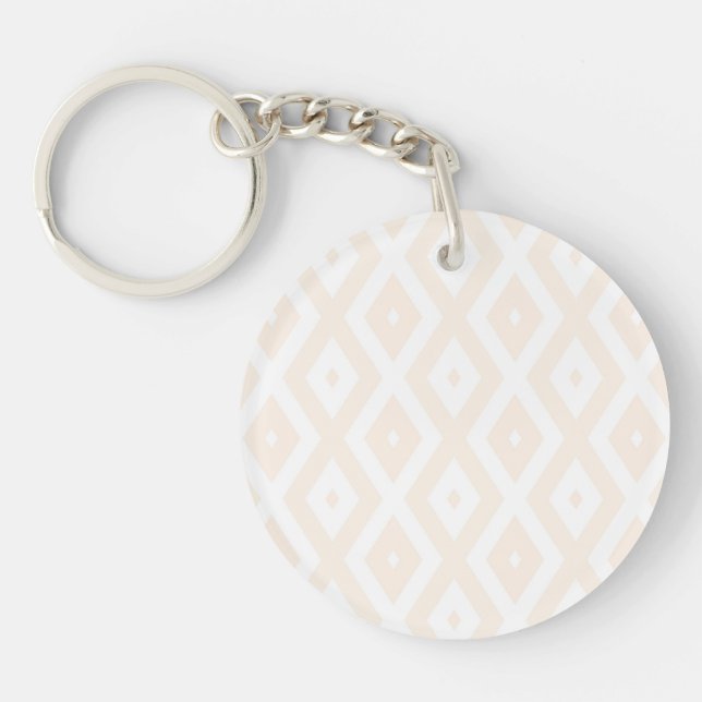 Porte-clefs Motif en diamant beige et blanc (Devant)
