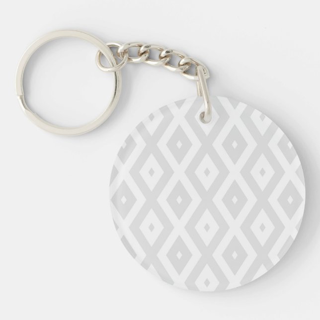 Porte-clefs Motif en diamant gris clair et blanc (Devant)