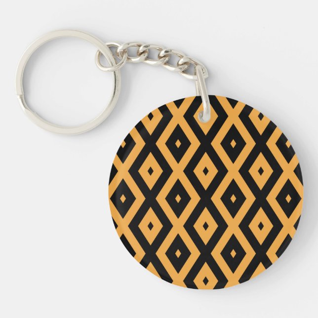 Porte-clefs Motif en diamant jaune et noir (Devant)