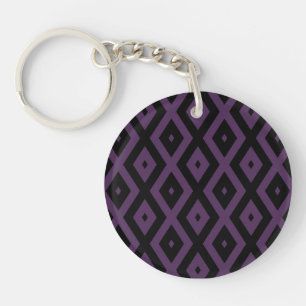 Porte-clefs Motif en diamant noir et violet foncé
