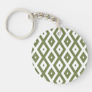 Porte-clefs Motif en diamant vert et blanc