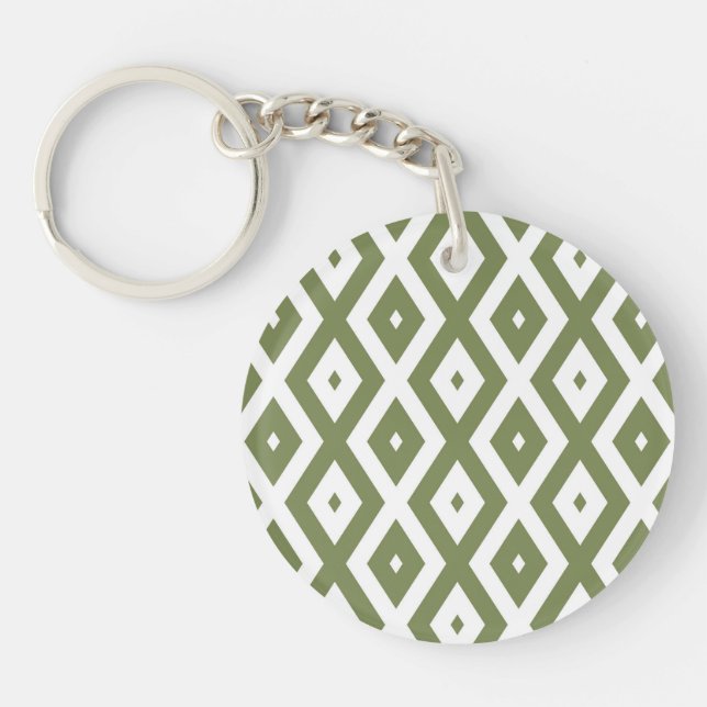 Porte-clefs Motif en diamant vert et blanc (Devant)