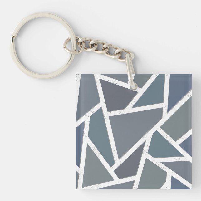 Porte-clefs Motif en mosaïque gris bleu (Devant)