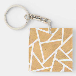 Porte-clefs Motif en mosaïque jaune et blanc