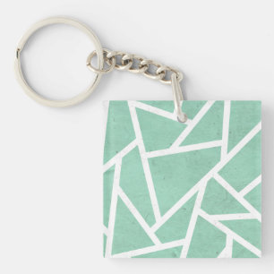 Porte-clefs Motif en mosaïque verte et blanche