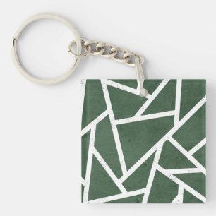 Porte-clefs Motif en mosaïque verte et blanche