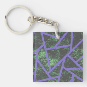 Porte-clefs Motif en mosaïque violet et verte