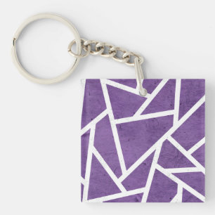 Porte-clefs Motif en mosaïque violette et blanche