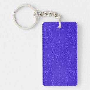 Porte-clefs Motif fantaisie damassé bleu cobalt vibrant