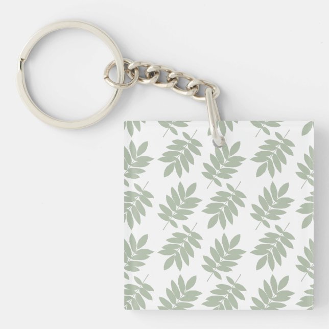 Porte-clefs Motif feuille aîné 2Way vert+blanc (Devant)