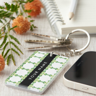 Porte-clefs Motif feuille, Feuilles verts, votre nom