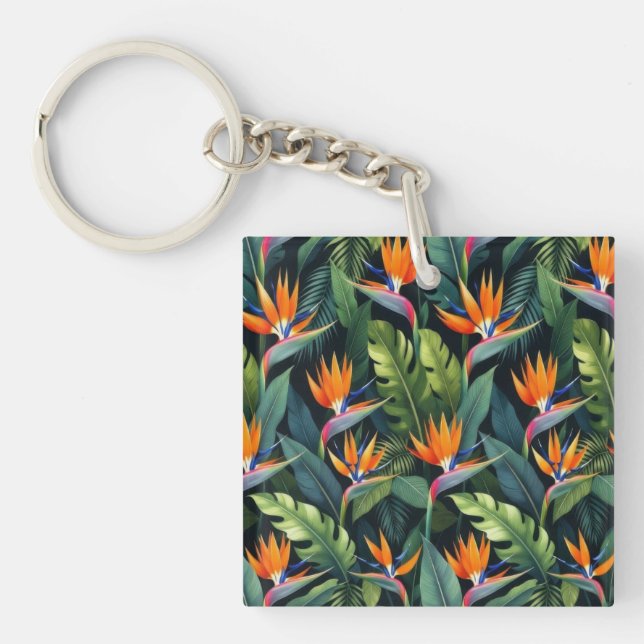 Porte-clefs Motif Fleur d'Oiseau de Paradis (Devant)
