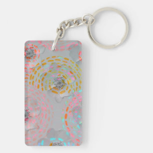 Porte-clefs Motif fleuri coloré avec lignes graphiques pointil