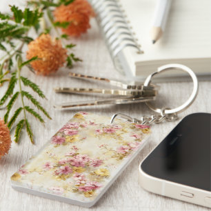 Porte-clefs Motif floral à l'aquarelle vintage