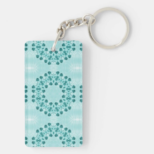 Porte-clefs Motif floral, bleu Turquoise (Dos)