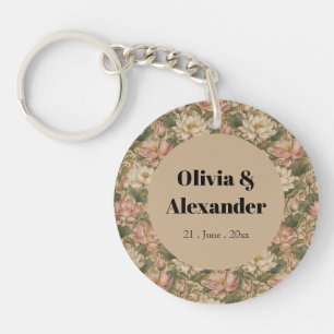 Porte-clefs Motif floral botanique vintage lotus d'eau