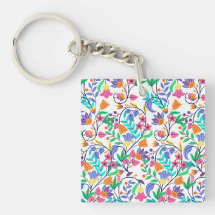 Porte-clefs Motif floral exotique coloré