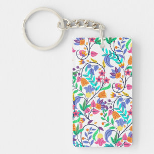 Porte-clefs Motif floral exotique coloré-23147