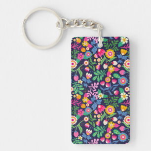 Porte-clefs Motif floral exotique peint à la main-48330