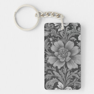Porte-clefs Motif floral monochrome vintage