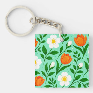 Porte-clefs Motif floral printanier sans couture coloré