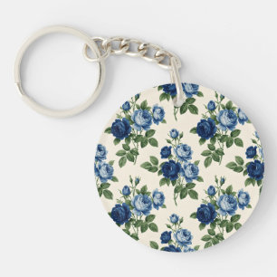 Porte-clefs Motif floral Rose Bleue