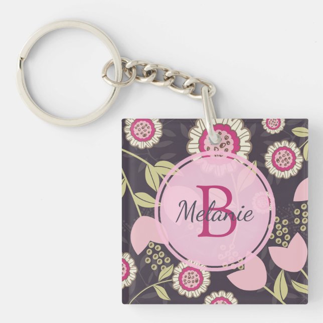 Porte-clefs Motif floral rose moderne Tulip Personnalisé (Devant)