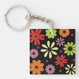 Porte-clefs Motif floral transparent automnal