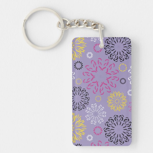 Porte-clefs Motif floral vibrant abstrait (Devant)