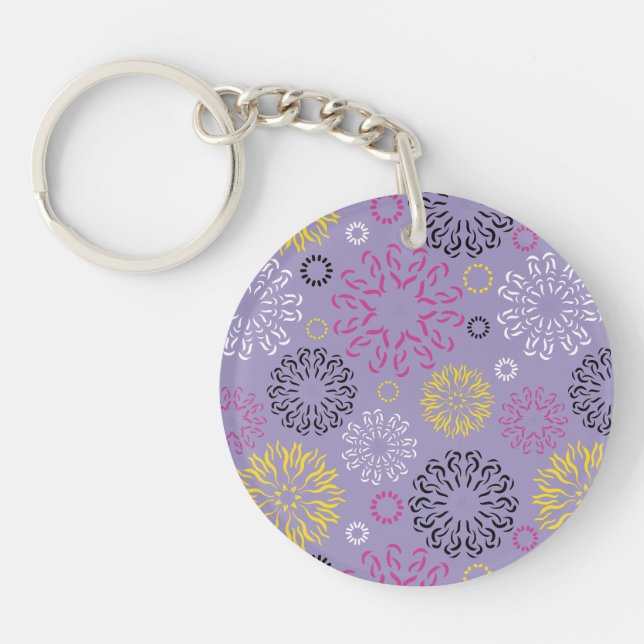 Porte-clefs Motif floral vibrant abstrait (Devant)