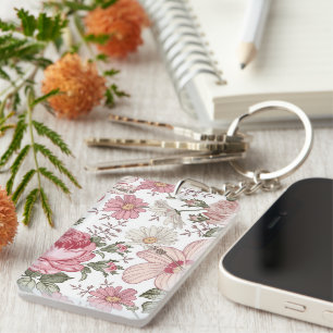 Porte-clefs Motif floral vintage avec roses