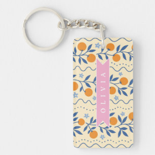 Porte-clefs Motif folklorique de citrus rétro mignon personnal