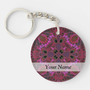 Porte-clefs Motif fractal numérique magenta