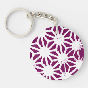 Porte-clefs Motif géométrique à baies et blanc