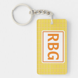 Porte-clefs Motif géométrique blanc orange vif